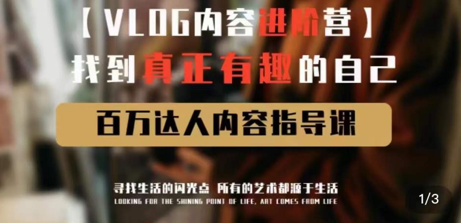 vlog内容进阶营，找到真正有趣的自己，百万达人内容指导课-小鸿资源库