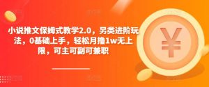 小说推文保姆式教学2.0，另类进阶玩法，0基础上手，轻松月撸1w无上限，可主可副可兼职-小鸿资源库