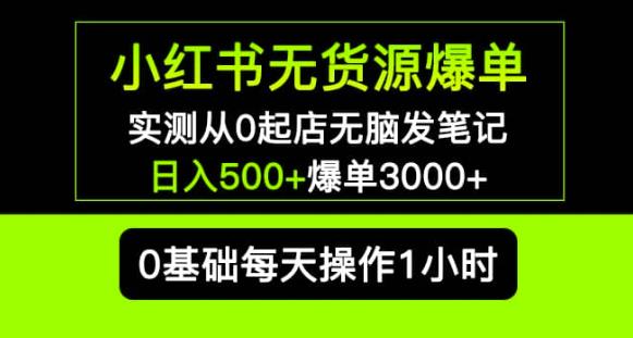 小红书无货源爆单实测从0起店无脑发笔记爆单3000+长期项目可多店-小鸿资源库