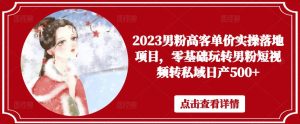 2023男粉高客单价实操落地项目，零基础玩转男粉短视频转私域日产500+-小鸿资源库