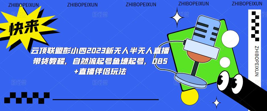 云顶联盟彭小四2023新无人半无人直播带货教程,自然流起号鱼塘起号,OBS+直播伴侣玩法-小鸿资源库