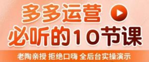 老陶电商·拼多多运营必听10节课，拒绝口嗨，全后台实操演示，花的少，赚得多，爆款更简单-小鸿资源库