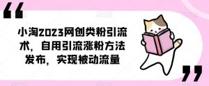 ​小淘2023网创类粉引流术，自用引流涨粉方法发布，实现被动流量-小鸿资源库