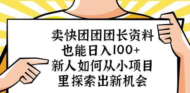 卖快团团团长资料也能日入100+新人如何从小项目里探索出新机会-小鸿资源库