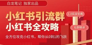 【白龙笔记】价值980元的《小红书运营和引流课》,日引100高质量粉-小鸿资源库