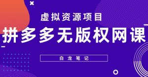 【白龙笔记】拼多多无版权网课项目，月入5000的长期项目，玩法详细拆解【揭秘】-小鸿资源库