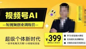 视频号AI短视频创业训练营，超级个体新时代，一部手机每天只需1小时轻松创业-小鸿资源库