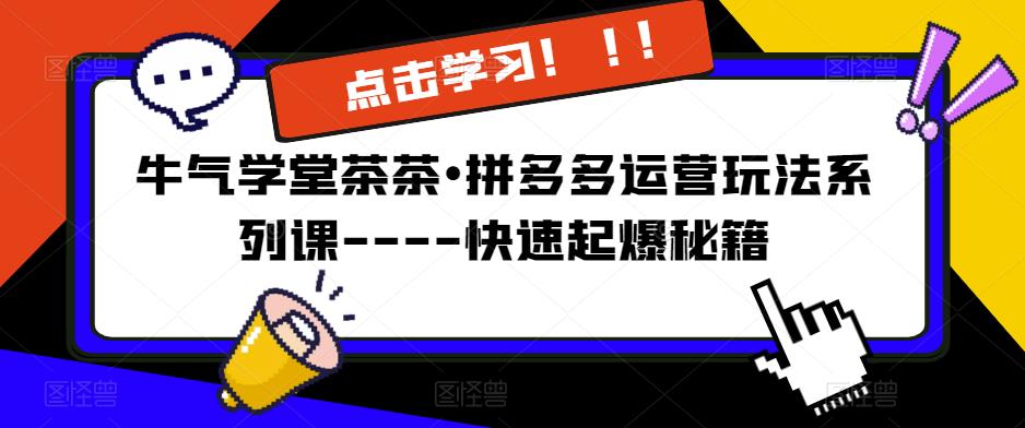 牛气学堂茶茶•拼多多运营玩法系列课—-快速起爆秘籍【更新】-小鸿资源库