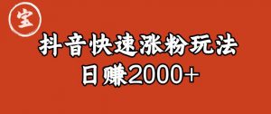 宝哥私藏·抖音快速起号涨粉玩法（4天涨粉1千）（日赚2000+）【揭秘】-小鸿资源库