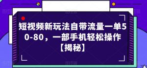 短视频新玩法自带流量一单50-80,一部手机轻松操作【揭秘】-小鸿资源库