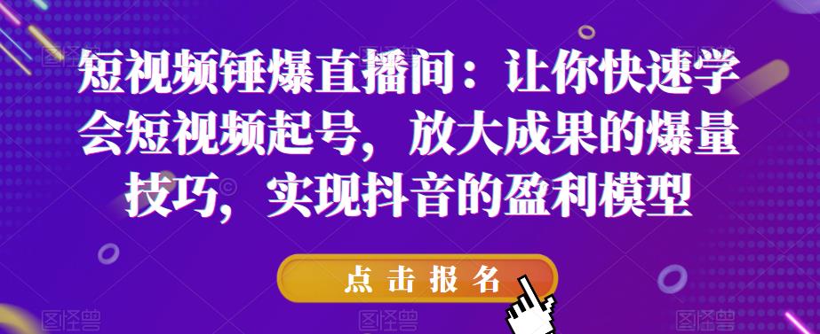 短视频锤爆直播间：让你快速学会短视频起号，放大成果的爆量技巧，实现抖音的盈利模型-小鸿资源库