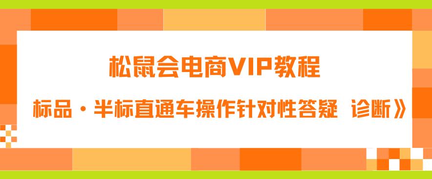 松鼠会电商VIP教程：松鼠《付费推广标品·半标直通车操作针对性答疑&诊断》-小鸿资源库