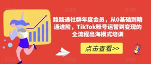 路路通社群年度会员，从0基础到精通进阶，TikTok账号运营到变现的全流程出海模式培训-小鸿资源库