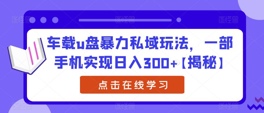 车载u盘暴力私域玩法，一部手机实现日入300+【揭秘】-小鸿资源库