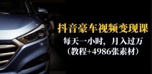 抖音豪车视频变现分享课：每天一小时，月入过万（教程+4986张素材）-小鸿资源库