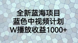 全新蓝海项目，蓝色中视频计划，1W播放量1000+【揭秘】-小鸿资源库