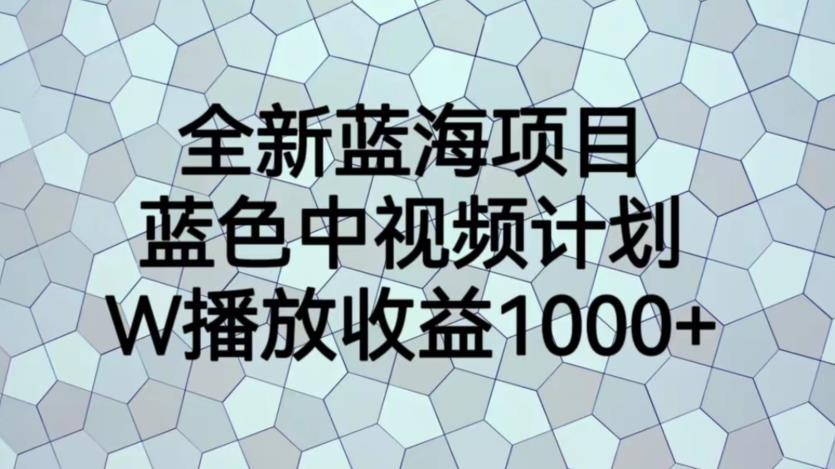全新蓝海项目，蓝色中视频计划，1W播放量1000+【揭秘】-小鸿资源库