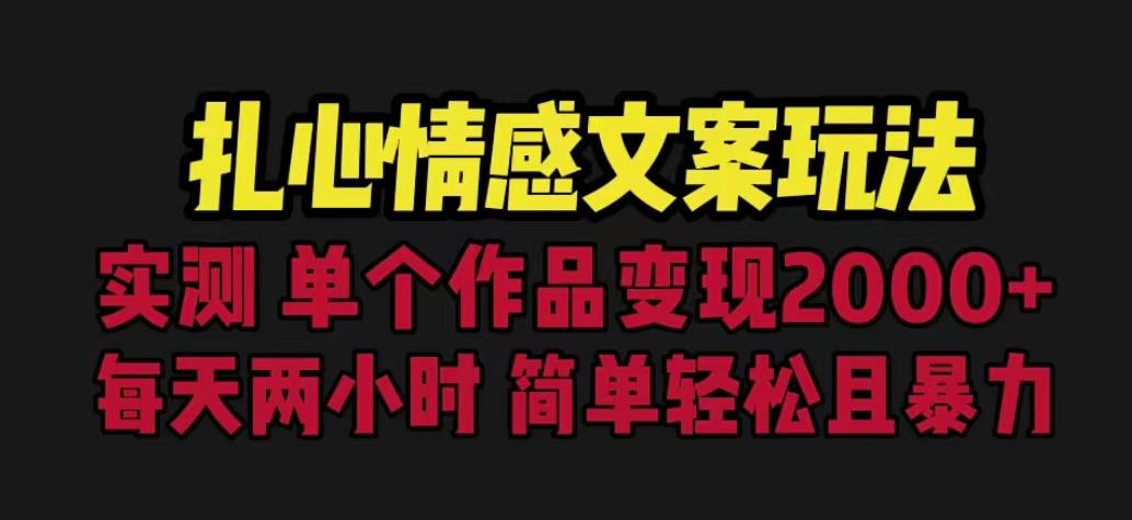 扎心情感文案玩法，单个作品变现5000+，一分钟一条原创作品，流量爆炸【揭秘】-小鸿资源库