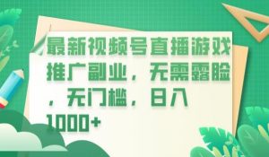 最新视频号直播游戏推广副业，无需露脸，无门槛，日入1000+【揭秘】-小鸿资源库