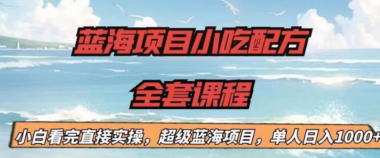 蓝海项目小吃配方全套课程，小白看完直接实操，单人日入1000+【揭秘】-小鸿资源库