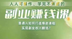 人人可操作、学完不焦虑的副业赚钱课，普通人如何打造爆款课程，实现副业收入翻倍-小鸿资源库