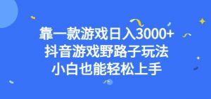 靠一款游戏日入3000+，抖音游戏野路子玩法，小白也能轻松上手【揭秘】-小鸿资源库