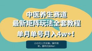 暴利赛道中医养生赛道最新矩阵玩法，单月单号月入4w+！【揭秘】-小鸿资源库
