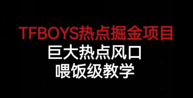 TFBOYS热点掘金项目,巨大热点风口,喂饭级教学-小鸿资源库