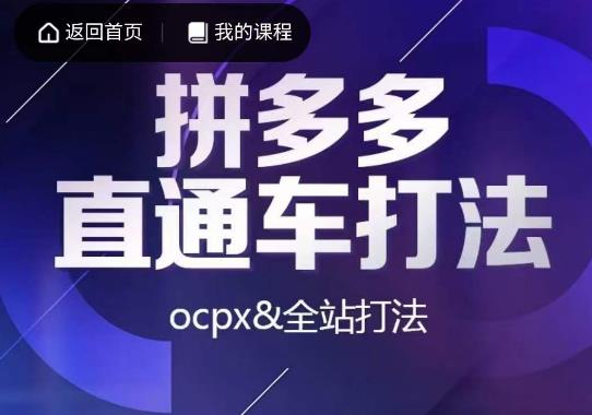互力·拼多多直通车打法，ocpx&全站打法-小鸿资源库