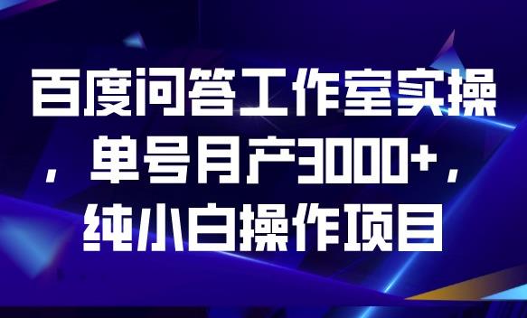 百度问答工作室实操,单号月产3000+,纯小白操作项目【揭秘】-小鸿资源库