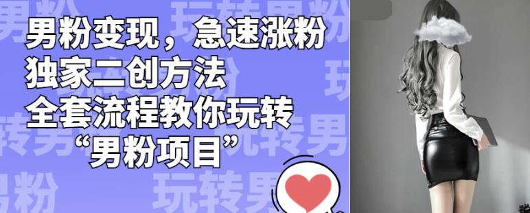 男粉变现，急速涨粉独家二创方法，全套流程教你玩转“男粉项目”【揭秘】-小鸿资源库