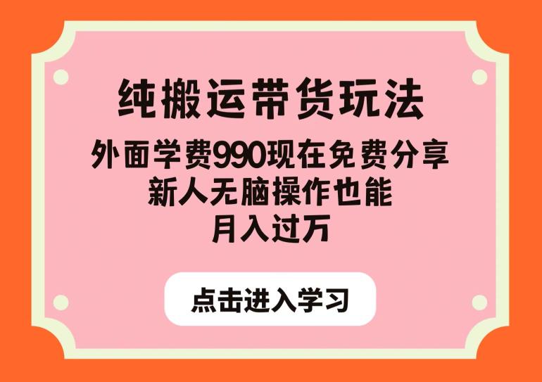 纯搬运带货玩法,外面学费990现在免费分享,新人无脑操作也能月入过万【揭秘】-小鸿资源库