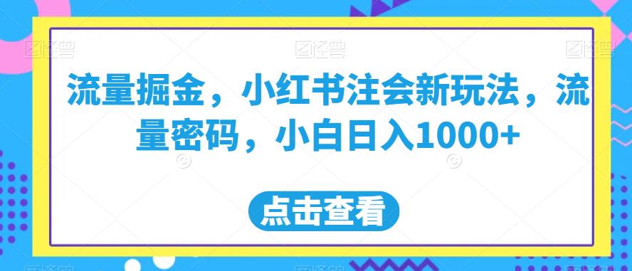 流量掘金，小红书注会新玩法，流量密码，小白日入1000+【揭秘】-小鸿资源库