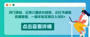 冷门项目，记录儿童成长档案，小红书虚拟资源变现，一部手机实现日入300+【揭秘】-小鸿资源库