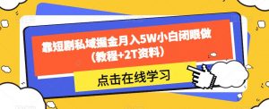 靠短剧私域掘金月入5W小白闭眼做（教程+2T资料）-小鸿资源库