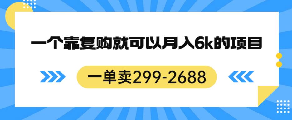 一单卖299-2688，一个靠复购就可以月入6k的暴利项目【揭秘】-小鸿资源库