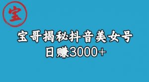 宝哥揭秘抖音美女号玩法，日赚3000+【揭秘】-小鸿资源库