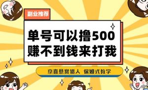 一号撸500，最新拉新app！赚不到钱你来打我！京喜最强悬赏猎人！保姆式教学-小鸿资源库