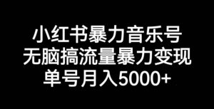 小红书暴力音乐号,无脑搞流量暴力变现,单号月入5000+-小鸿资源库