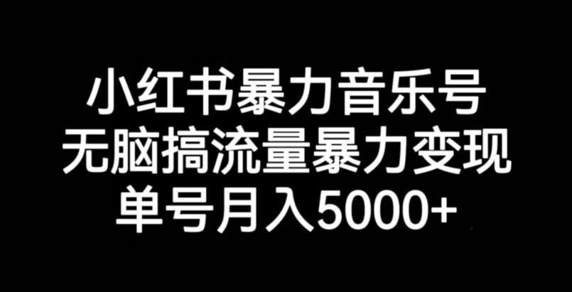 小红书暴力音乐号，无脑搞流量暴力变现，单号月入5000+-小鸿资源库
