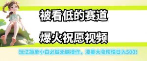 被看低的赛道爆火祝愿视频，玩法简单小白必做无脑操作，流量大涨粉快日入500-小鸿资源库