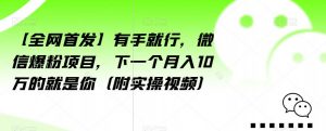 【全网首发】有手就行，微信爆粉项目，下一个月入10万的就是你（附实操视频）【揭秘】-小鸿资源库