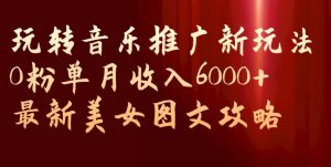 玩转音乐推广新玩法，0粉单月收入6000+，最新美女图文攻略【揭秘】-小鸿资源库