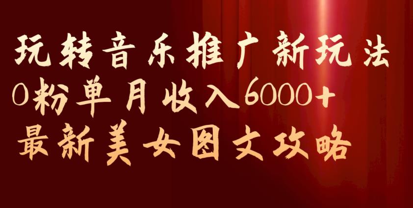 玩转音乐推广新玩法，0粉单月收入6000+，最新美女图文攻略【揭秘】-小鸿资源库