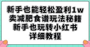 新手也能轻松盈利1w，卖减肥食谱玩法秘籍，新手也玩转小红书详细教程【揭秘】-小鸿资源库