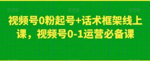 视频号0粉起号+话术框架线上课，视频号0-1运营必备课-小鸿资源库