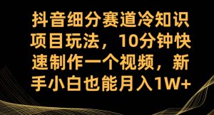 抖音细分赛道冷知识项目玩法，10分钟快速制作一个视频，新手小白也能月入1W+【揭秘】-小鸿资源库