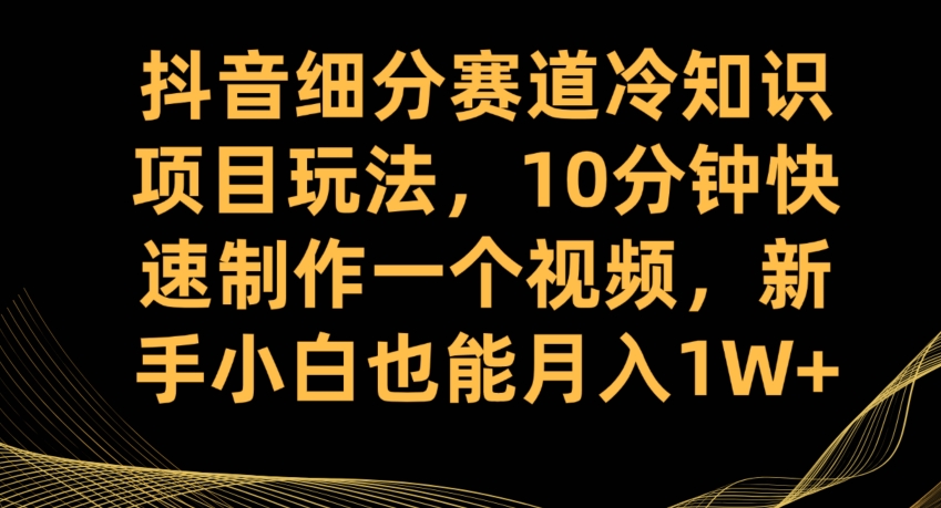抖音细分赛道冷知识项目玩法，10分钟快速制作一个视频，新手小白也能月入1W+【揭秘】-小鸿资源库