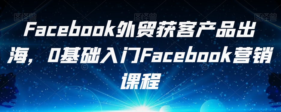 Facebook外贸获客产品出海,0基础入门Facebook营销课程-小鸿资源库