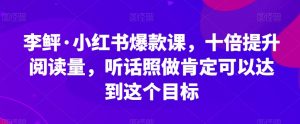 李鲆·小红书爆款课，十倍提升阅读量，听话照做肯定可以达到这个目标-小鸿资源库